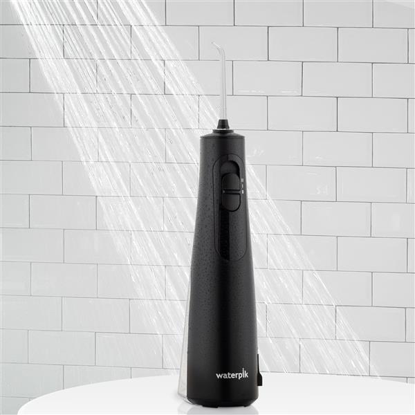 Black Cordless Enhance Water Flosser WF-21W012 in Shower