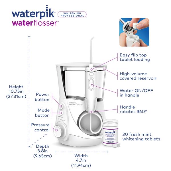 Features & Dimensions Waterpik Whitening Professional Water Flosser WF-05