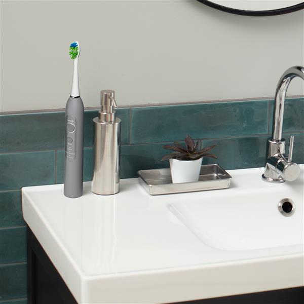 Gray Sensonic Sonic Toothbrush STW-03W027 in Bathroom