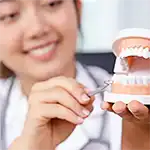 Dental professional demonstrating gum check