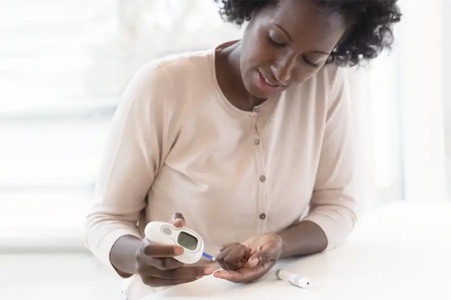 Woman doing insulin check