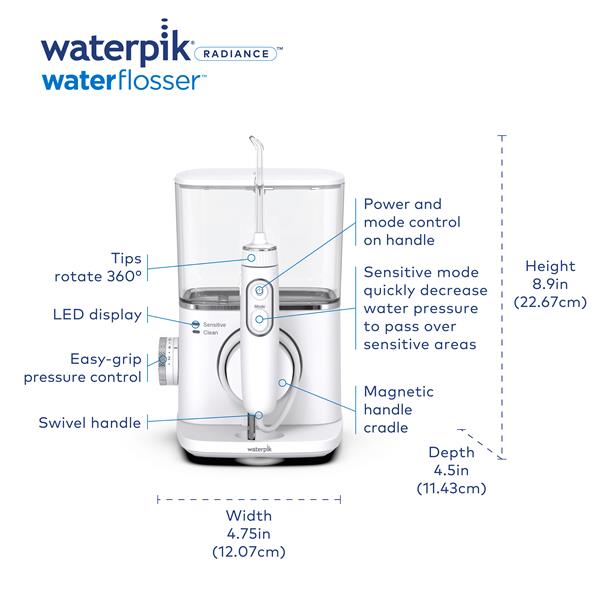 Features & Dimensions Waterpik Radiance Water Flosser WF-09