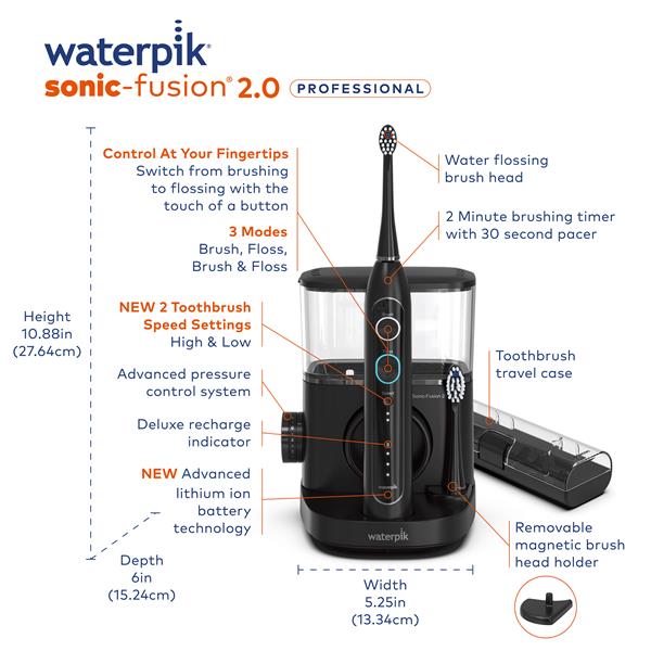 Features & Dimensions - Waterpik Sonic-Fusion 2.0 Professional Black SF-04 