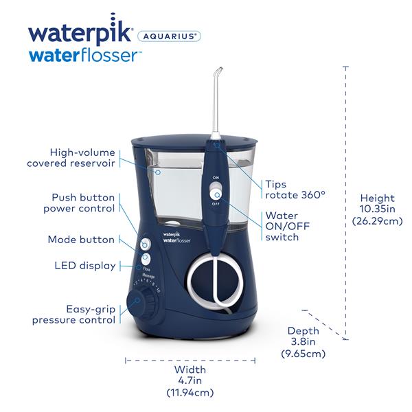 Features & Dimensions Waterpik Aquarius Water Flosser WP-663