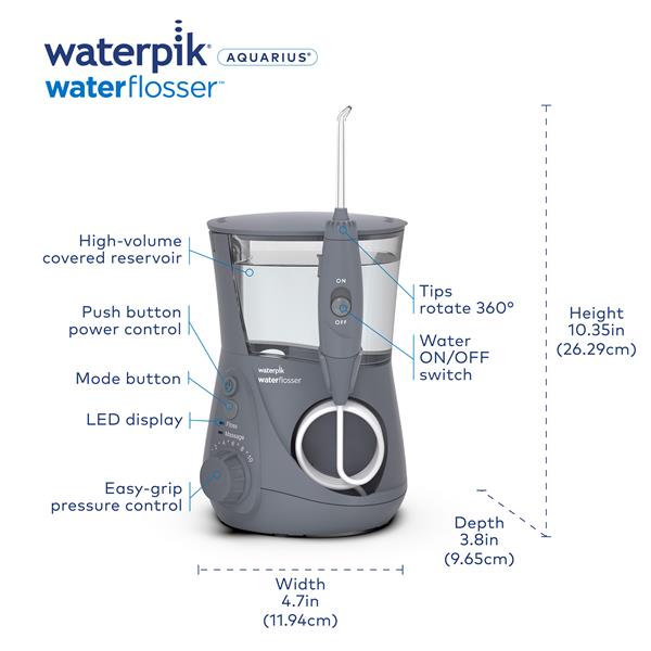 Features & Dimensions Waterpik Aquarius Water Flosser WP-667