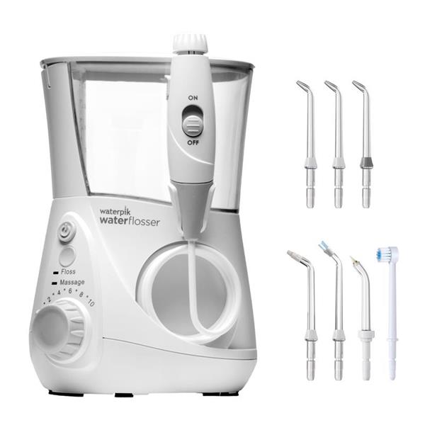 Dental Care ADA Accepted Gums Braces Waterpik Aquarius Water Flosser Professional For Teeth Electric Power With 10 Settings Black WP-662 7 Tips For Multiple Users And Needs 