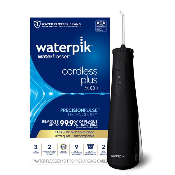 Waterpik™ Black Cordless Plus 5000 Water Flosser WF-126 with Packaging