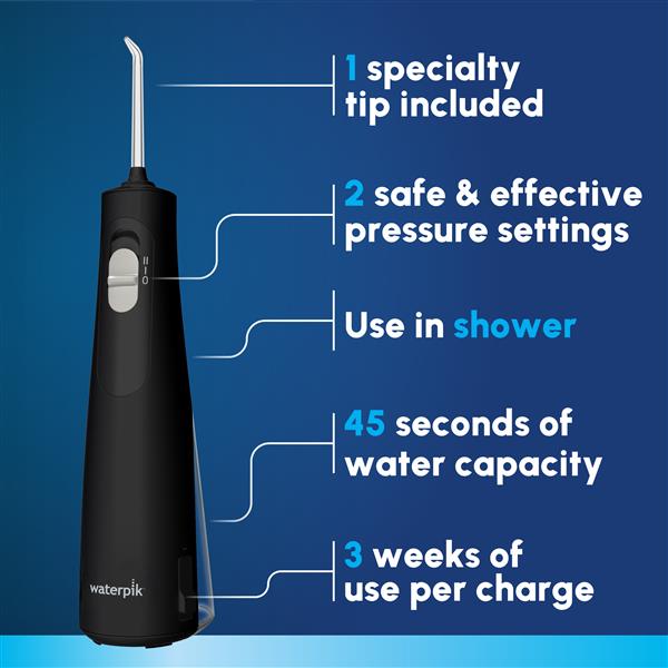 Features & Dimensions - Waterpik Cordless 1100 Water Flosser WF-30 Black