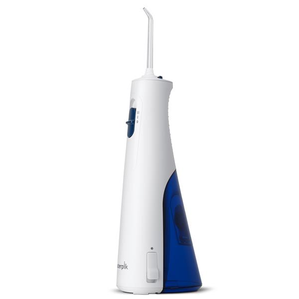 Sideview of the White Cordless 1200 handheld water flosser.