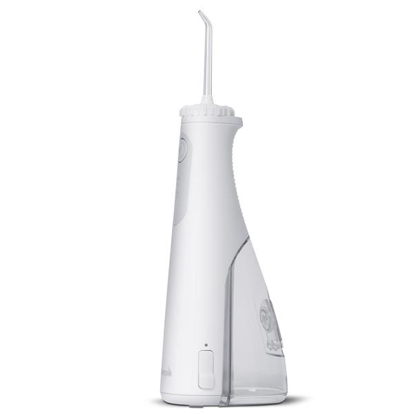Sideview- WF-27 White Cordless Gem 5100 Water Flosser, Handle, & Tip