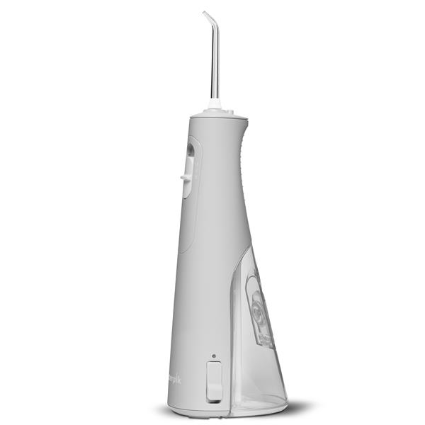 Sideview of the Gray Cordless handheld water flosser.