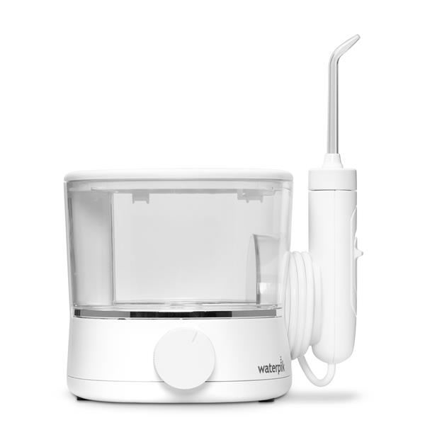 Sideview of the white ION countertop water flosser.