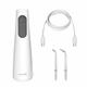 White Cordless Enhance 3200 handheld water flosser with charging cable, 1 Precision Handheld Cordless tip, and 1 Orthodontic tip.