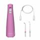 Mauve Cordless Pulse 3100 handheld water flosser with charging cable, a Precision Handheld Cordless tip, and a Water Flosser Tongue Cleaner tip.