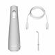 Gray Cordless handheld water flosser with charging cable and a Precision Handheld Cordless tip.