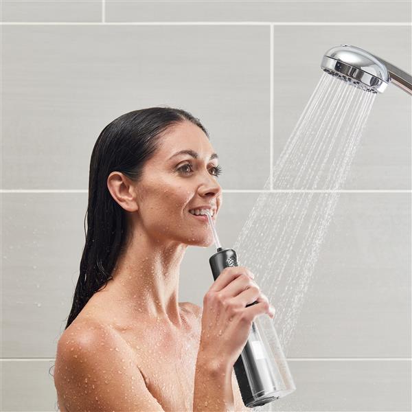 Using Black Cordless Express Water Flosser WF-02 in Shower