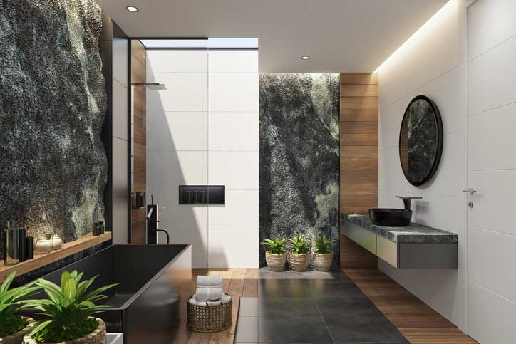 Bathroom remodel using matte black elements