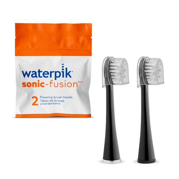 Waterpik™ Sonic-Fusion™ Compact Brush Heads SFFB-2EB With Covers and Easy Open Packaging - Black