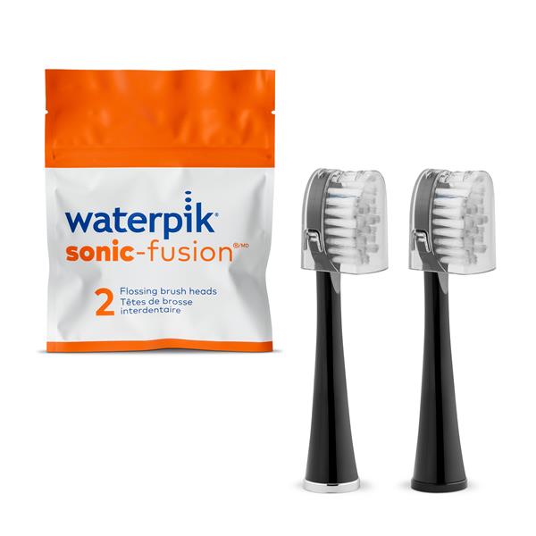 Waterpik™ Sonic-Fusion™ Full-Size Brush Heads SFFB-2EB With Covers and Easy Open Packaging - Black